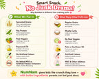 Comparison chart of NumNam snack ingredients versus other puff brands, highlighting healthier options.
